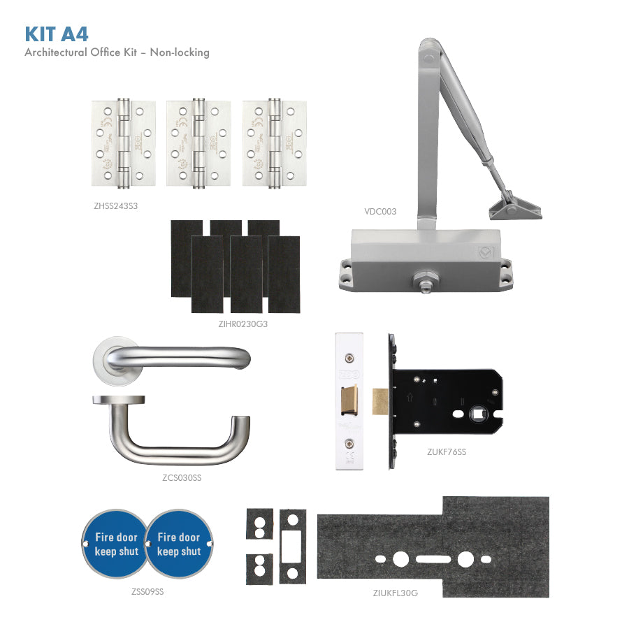 Fire Door Pack - FDP-A4-60 - Office kit – Non Locking - Architectural Version