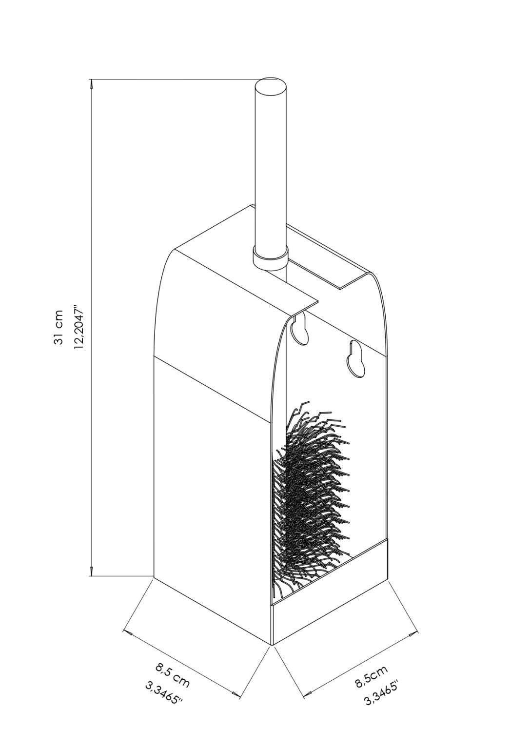 Ecoline Matte Black Toilet Brush Set Holder