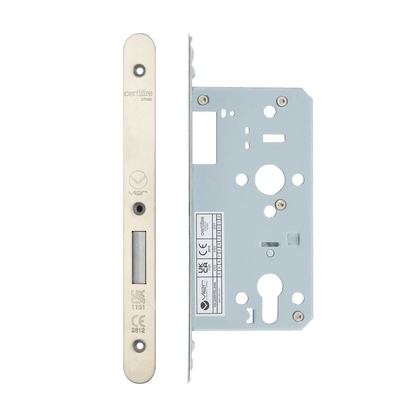 Din Euro Deadlock- Backset 55mm - 2 Pc Forend - Radius