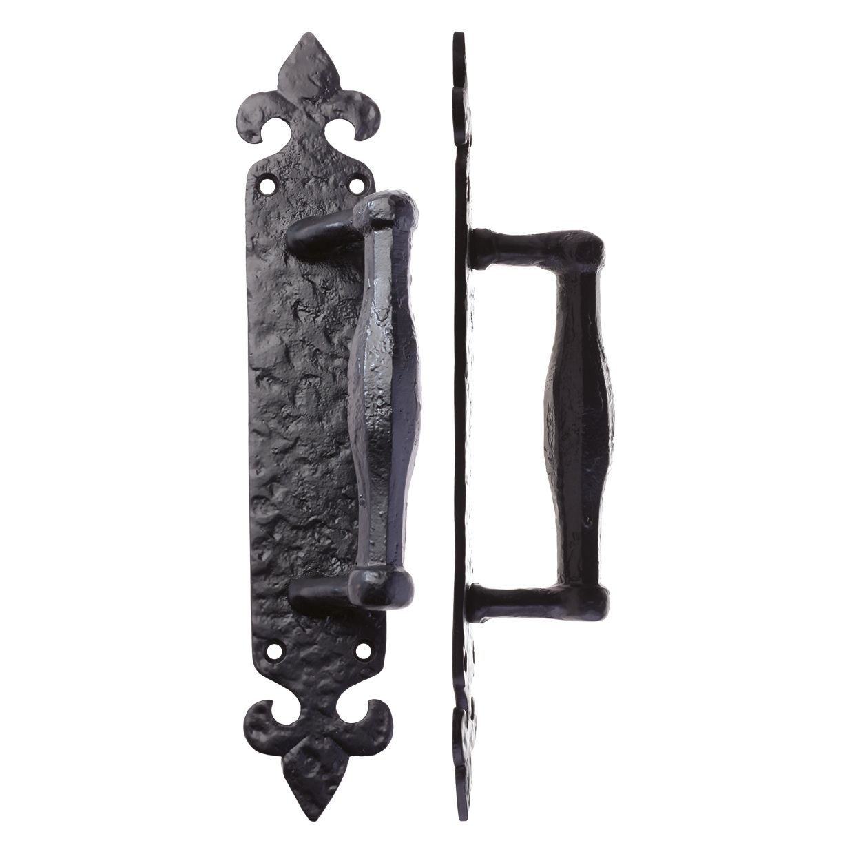 Pull Handle on Fleur De Lys Backplate - 10"
