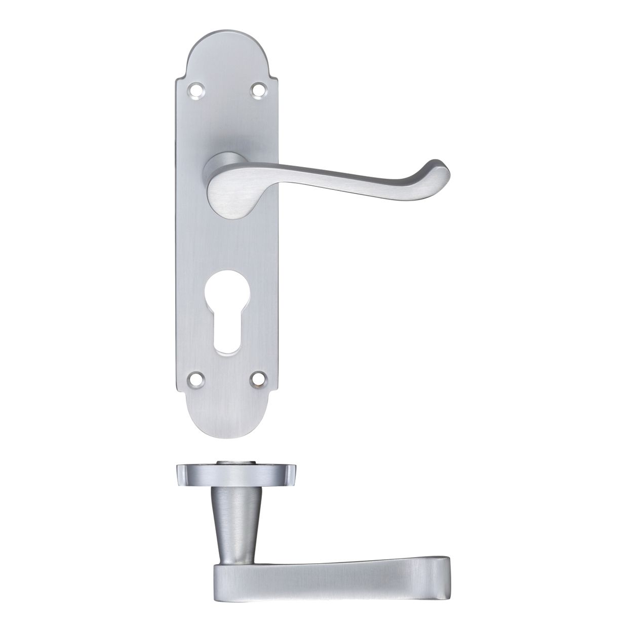 Project Oxford Lever on Europrofile Lock Backplate - 168mm x 42mm
