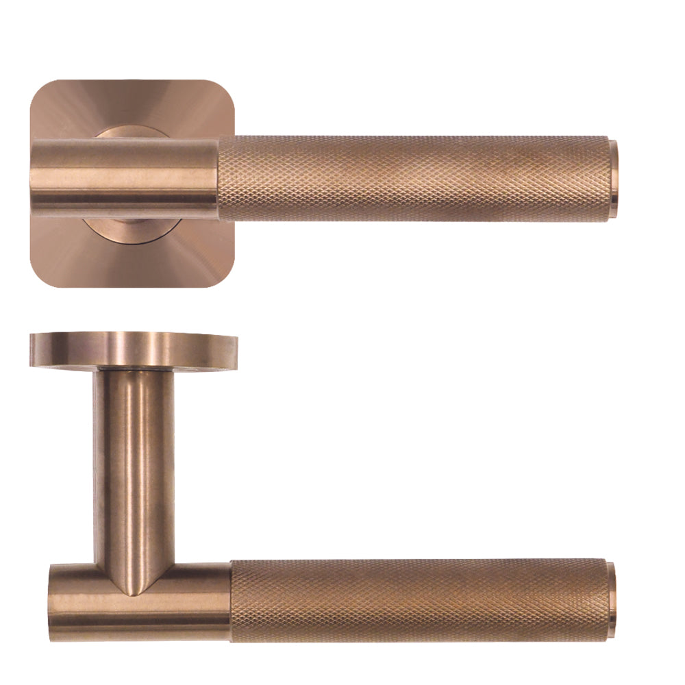Orta - Knurled Grip T Bar Lever On Squircle Rose