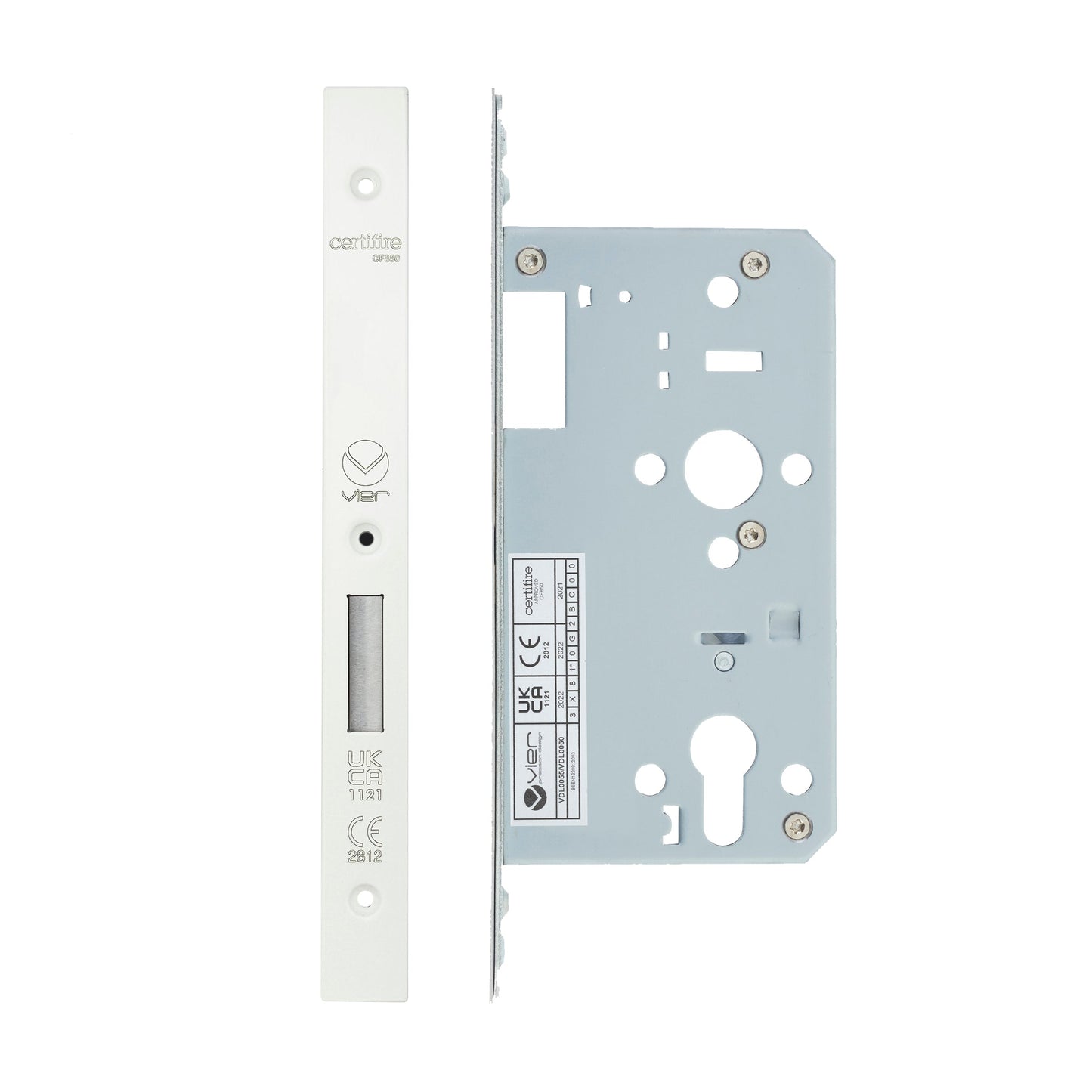 Din Euro Deadlock- Backset  60mm - 2 Pc Forend - Square