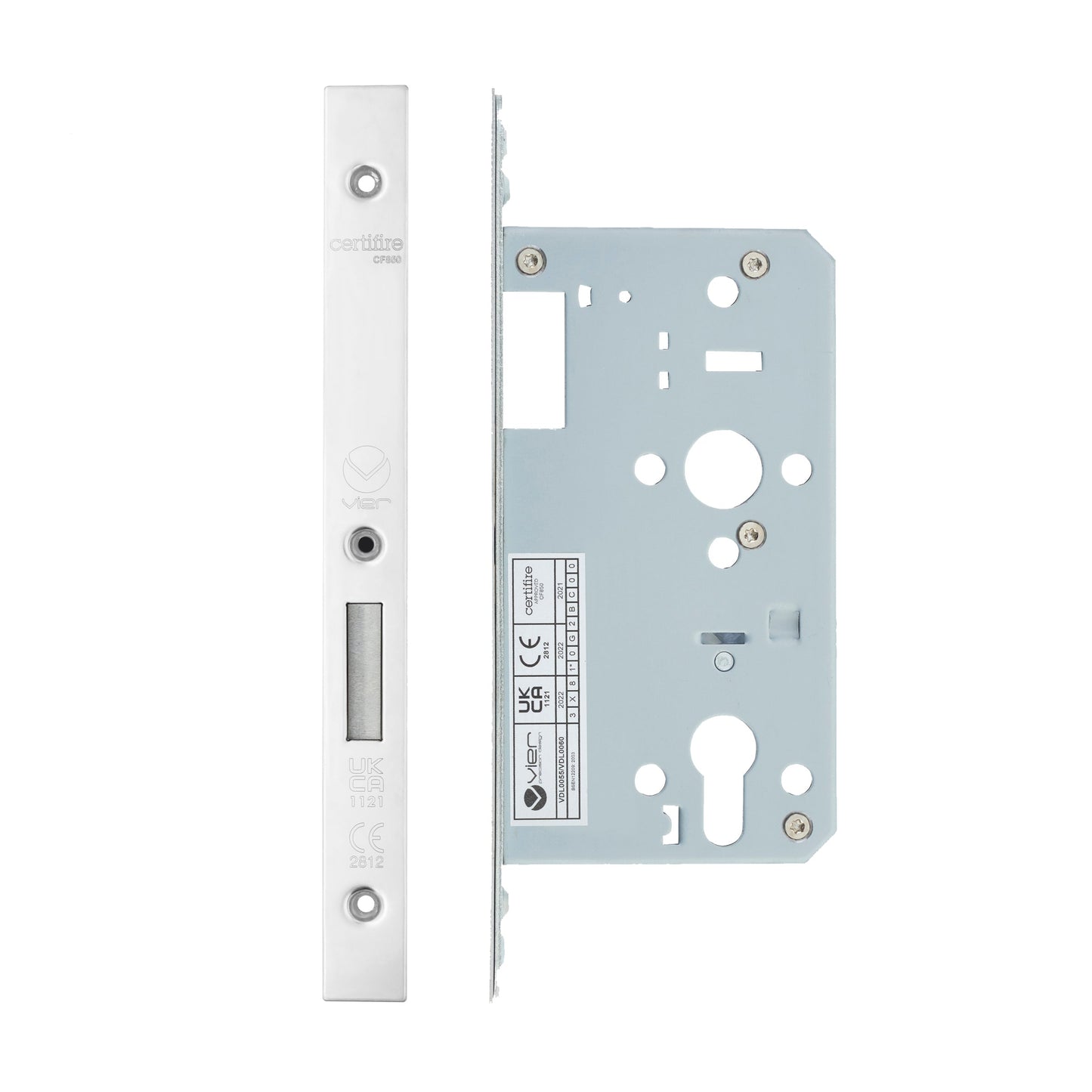 Din Euro Deadlock- Backset  60mm - 2 Pc Forend - Square