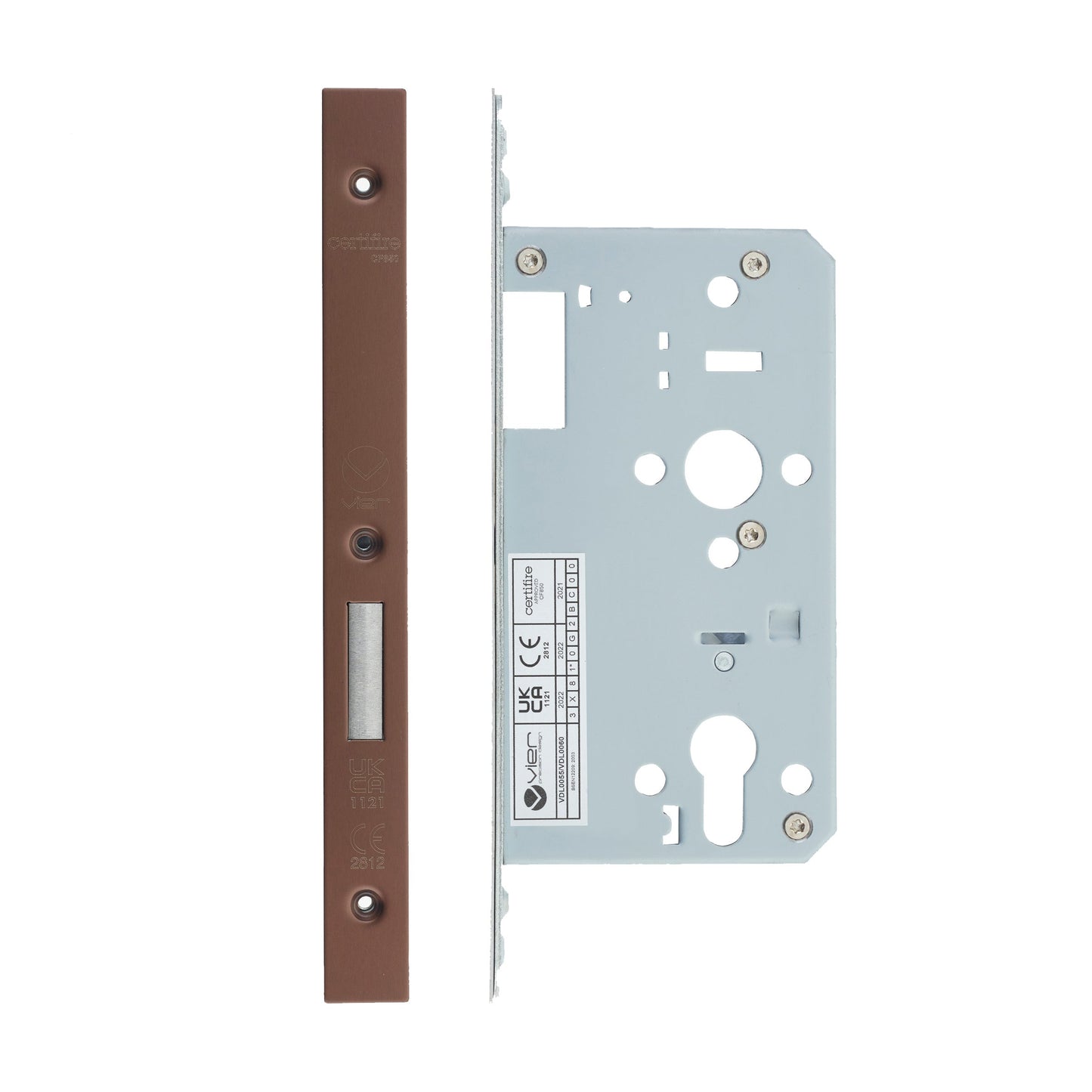 Din Euro Deadlock- Backset  60mm - 2 Pc Forend - Square