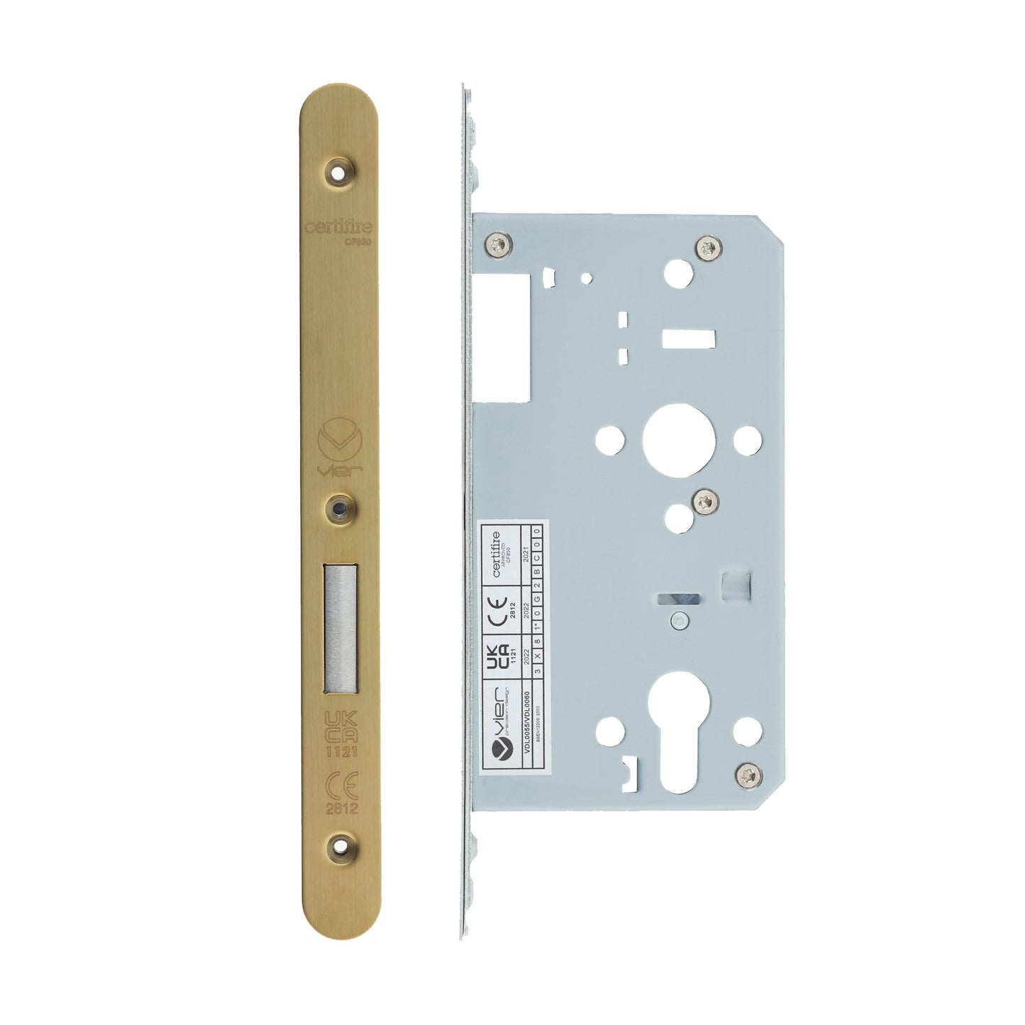 Din Euro Deadlock- Backset  60mm - 2 Pc Forend - Radius