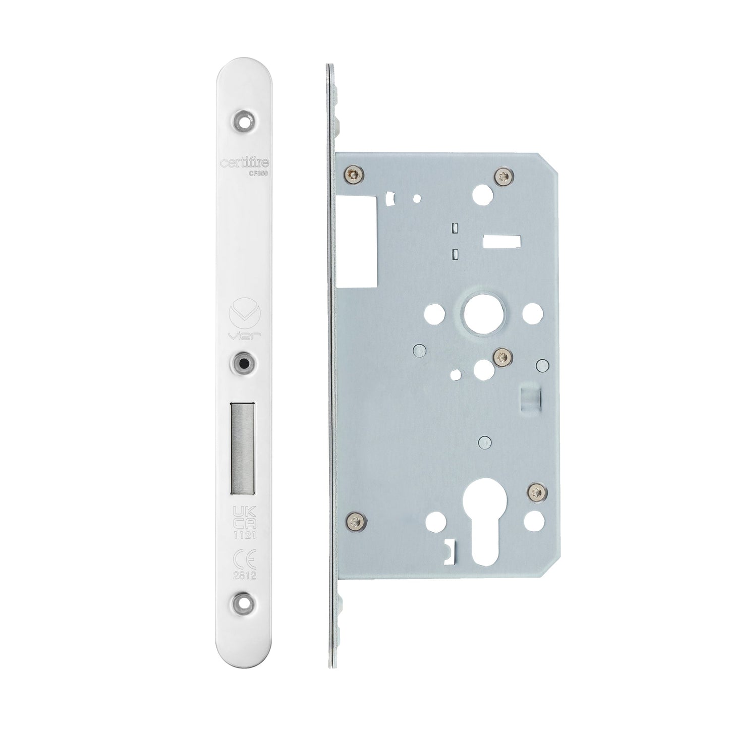 Din Euro Deadlock- Backset  60mm - 2 Pc Forend - Radius - Single Throw