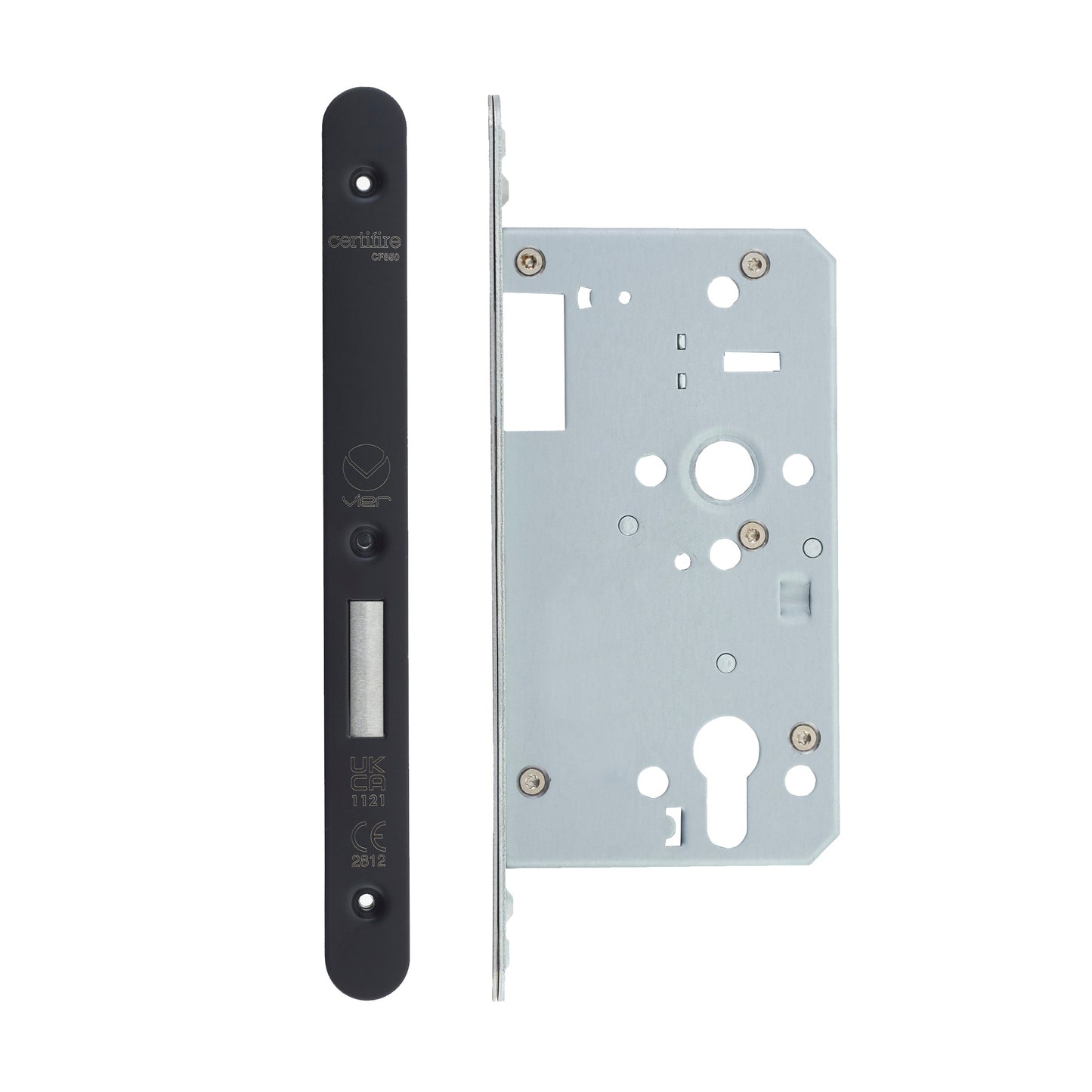 Din Euro Deadlock- Backset  60mm - 2 Pc Forend - Radius - Single Throw