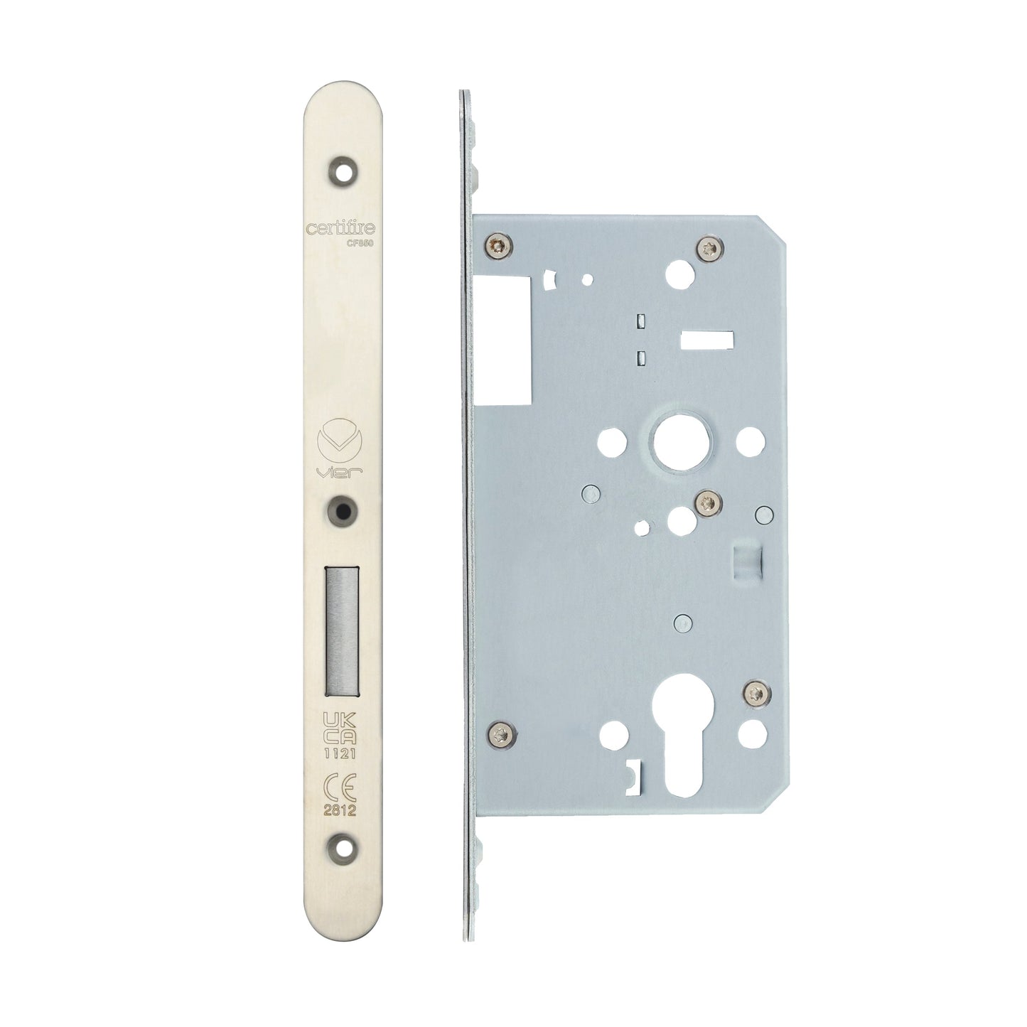 Din Euro Deadlock- Backset  60mm - 2 Pc Forend - Radius - Single Throw