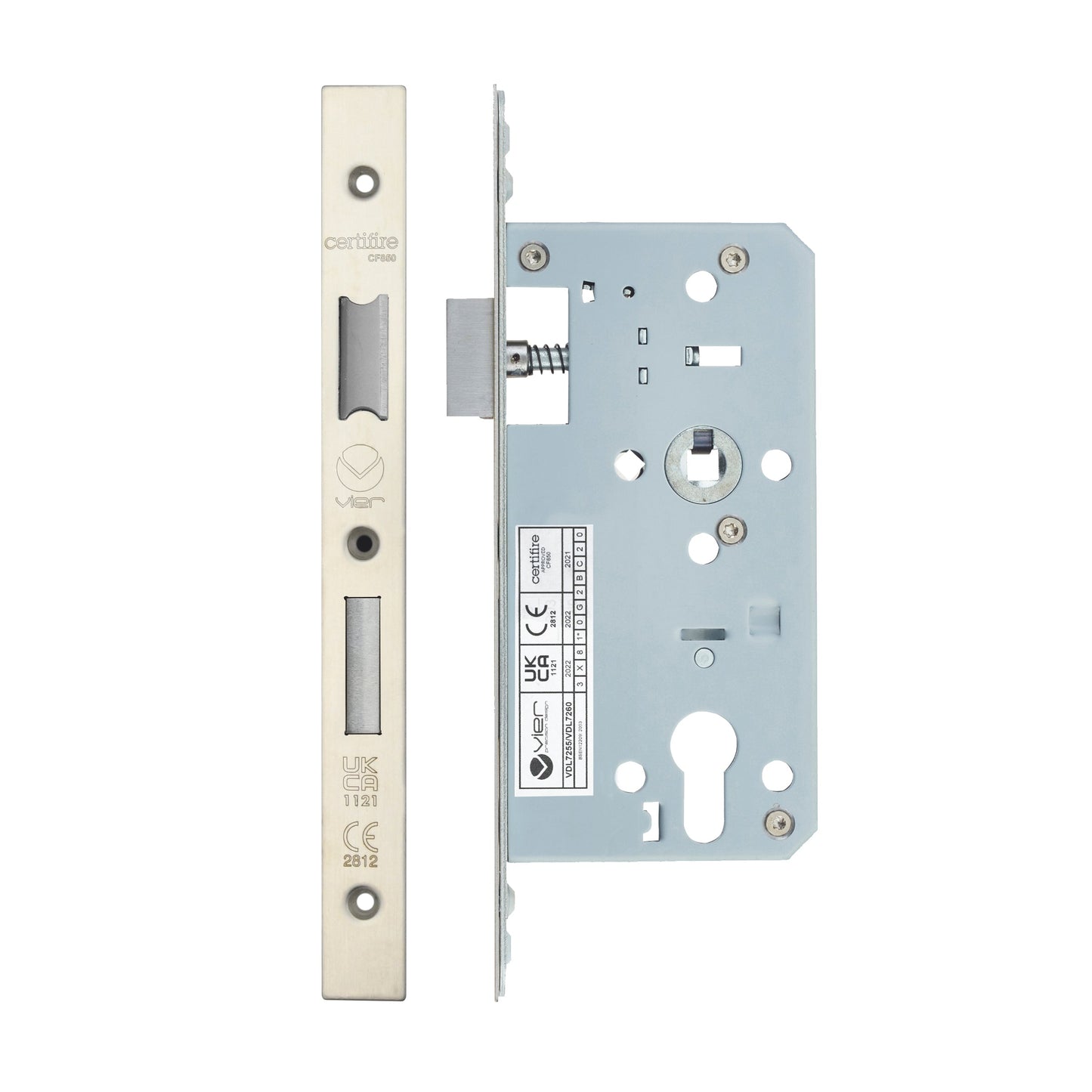 Din Euro Sashlock - Backset 55mm - 2 Pc Forend - Square