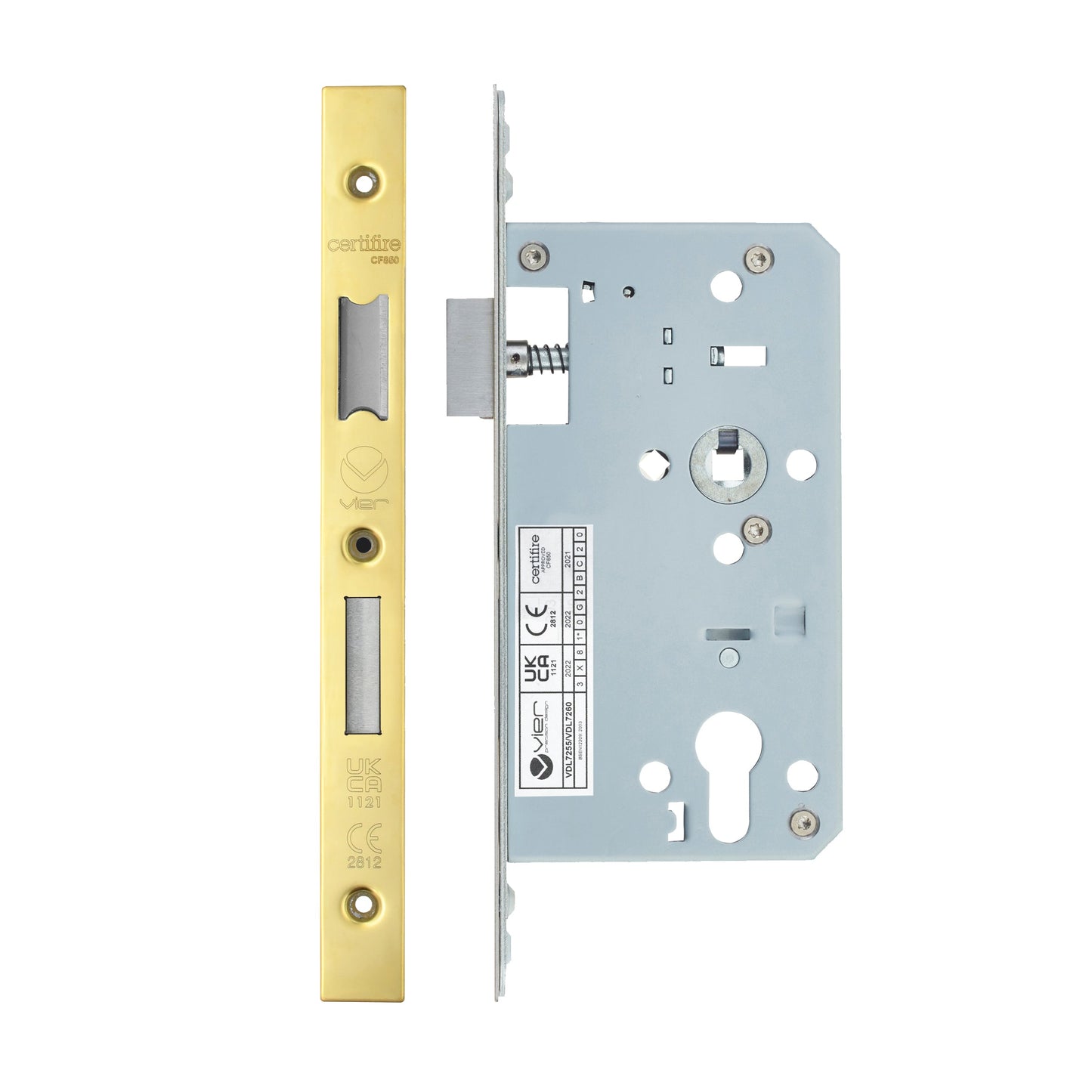 Din Euro Sashlock- Backset 60mm - 2 Pc Forend - Square