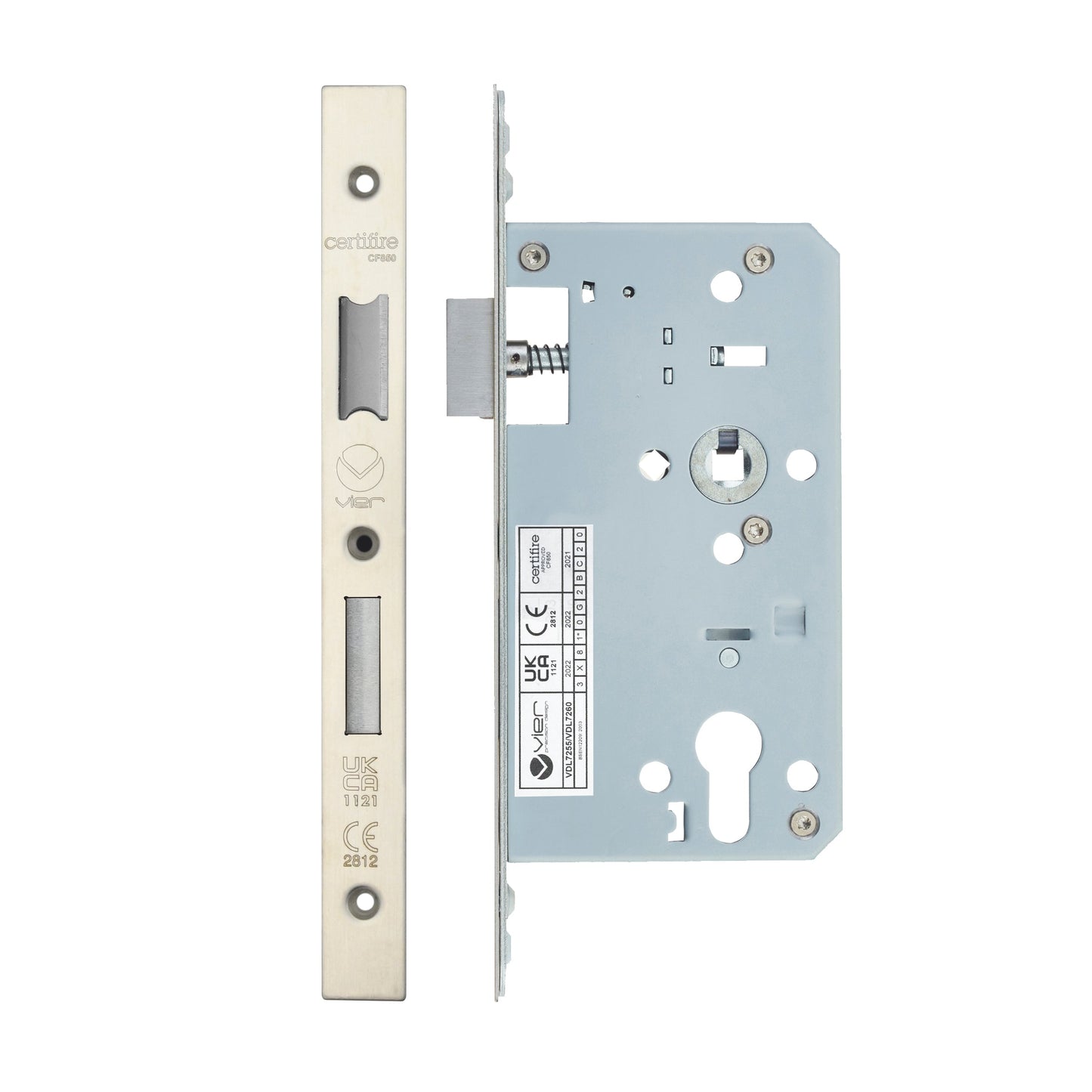 Din Euro Sashlock- Backset 60mm - 2 Pc Forend - Square