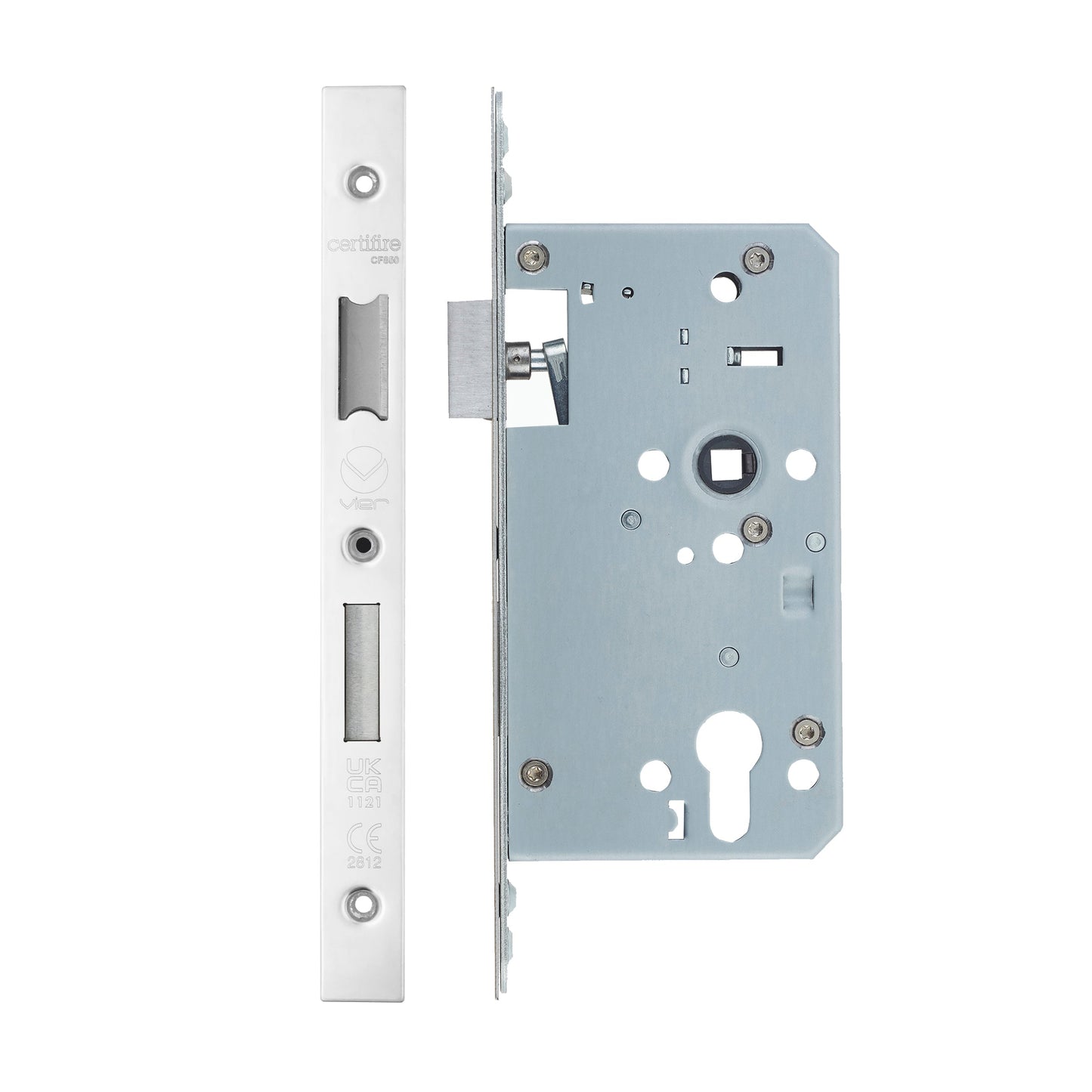 Din Euro Sashlock- Backset  60mm - 2 Pc Forend - Square - Single Throw