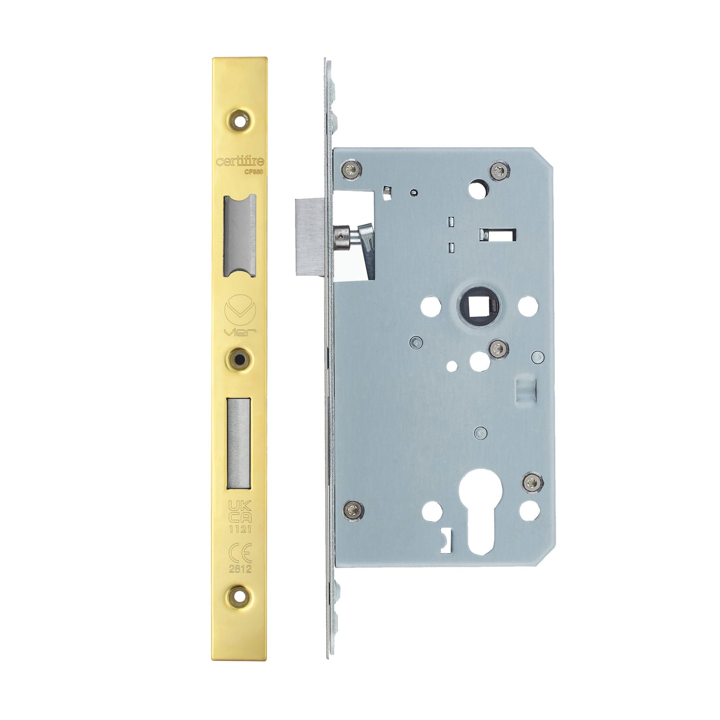 Din Euro Sashlock- Backset  60mm - 2 Pc Forend - Square - Single Throw