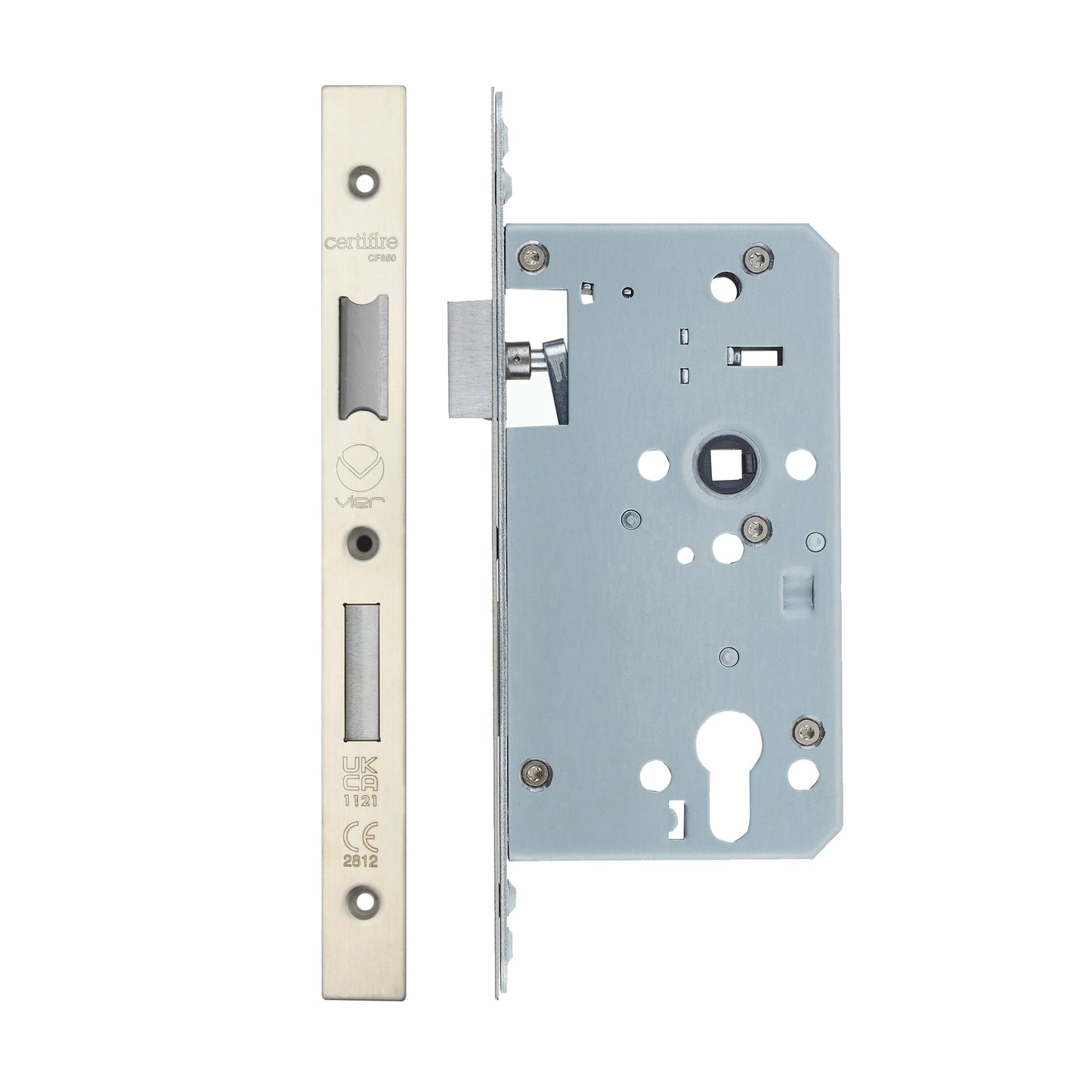 Din Euro Sashlock- Backset  60mm - 2 Pc Forend - Square - Single Throw