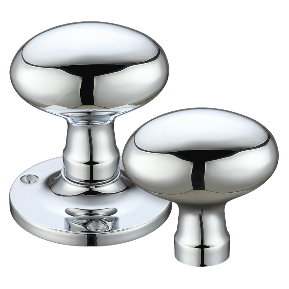 Oval Mortice Knob Furniture - 62.5mm Rose Diameter