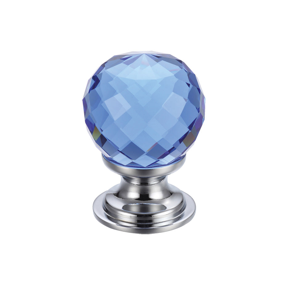 Glass Ball Cabinet Knob - Facetted 30mm