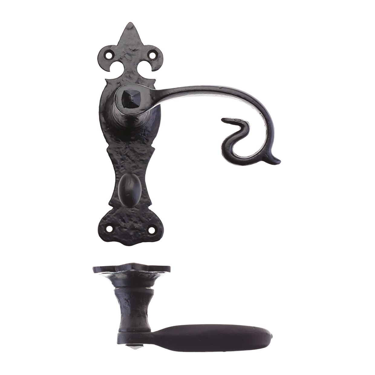 Scroll Lever on Fleur De Lys Backplate