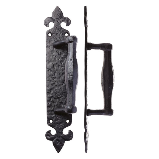 Pull Handle on Fleur De Lys Backplate - 10"