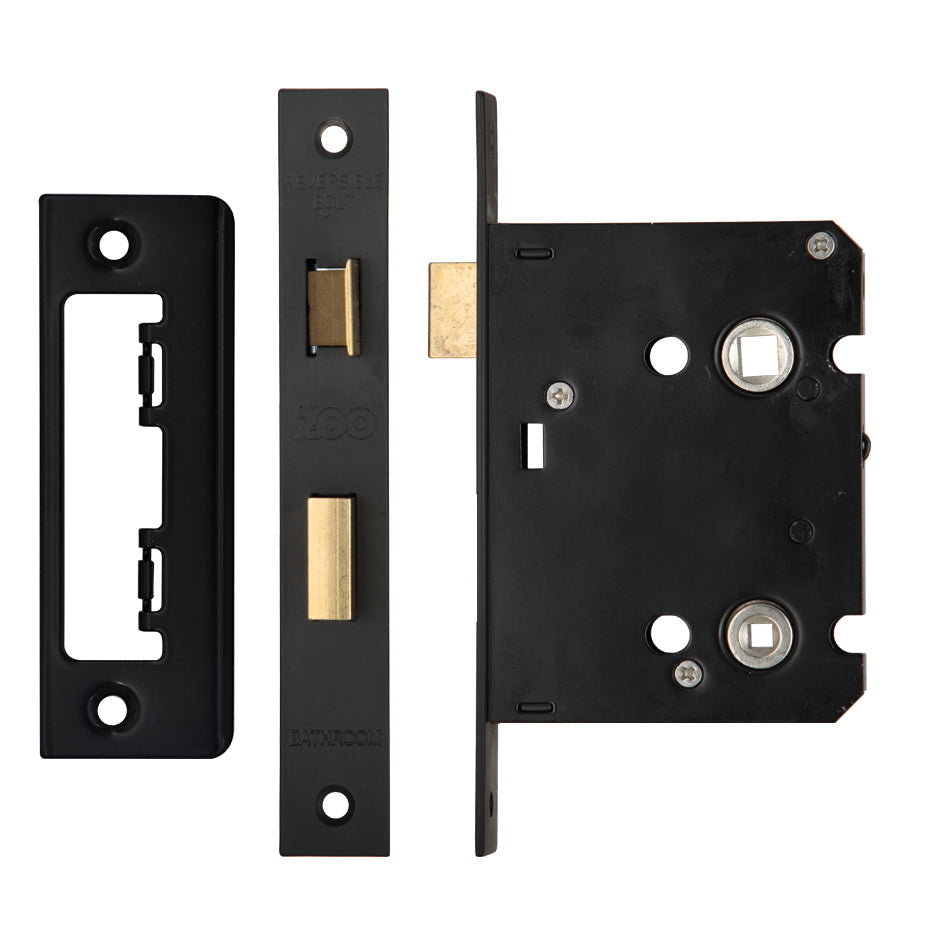Mortice Bathroom Lock, 76mm - 57mm Centres, Square