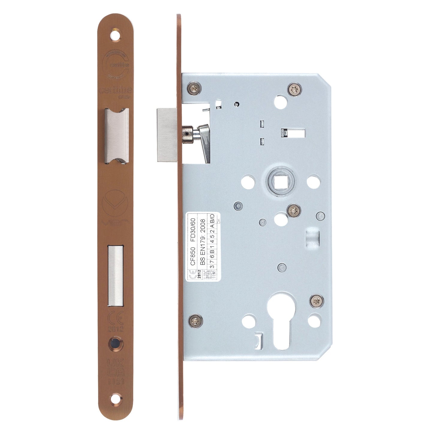 Mortice Escape Sashlock - 72mm Centres, 60mm Backset - Radius Forend