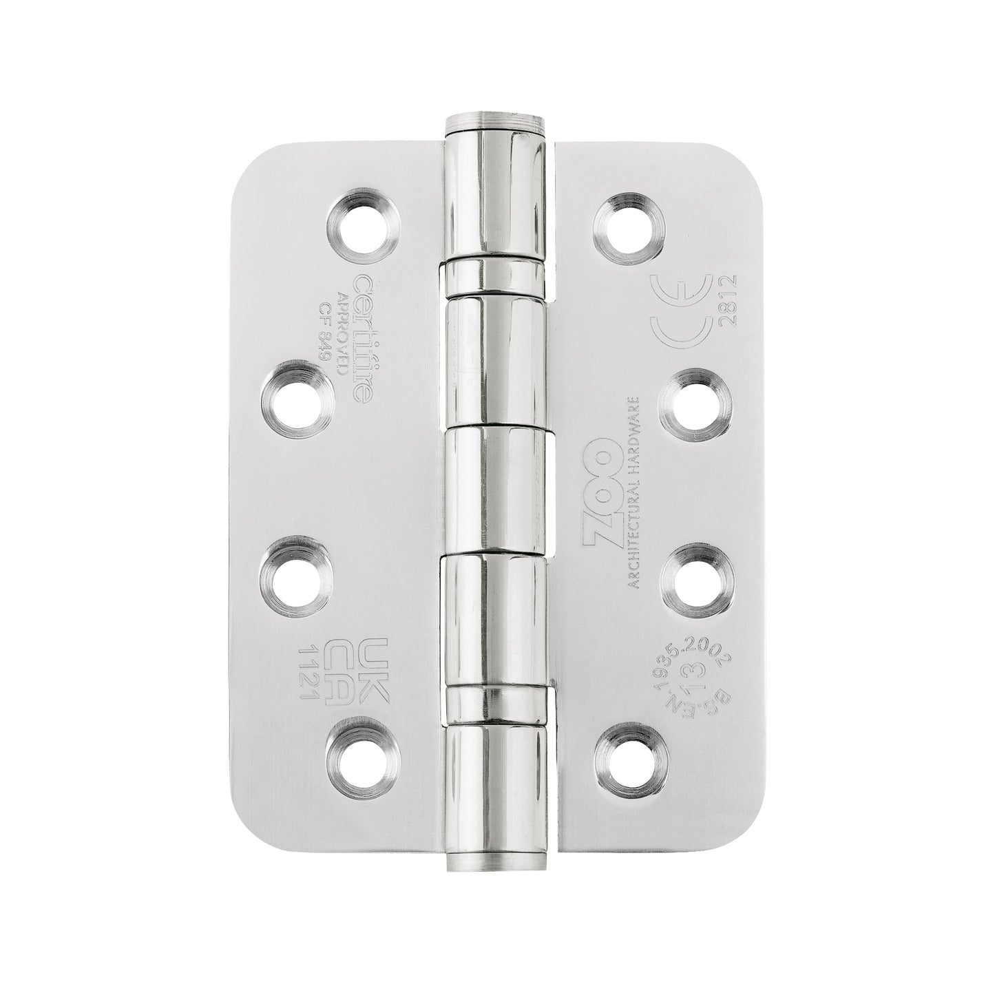 Grade 13 Hinges - Ball Bearing 102mm x 76mm x 3mm Pair And a Half Radius Corner