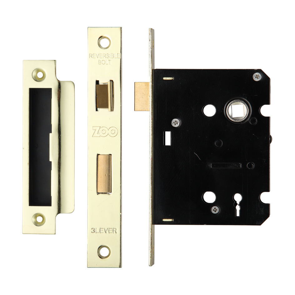 3 Lever Mortice Sashlock, 76mm - 57mm Centres, Square